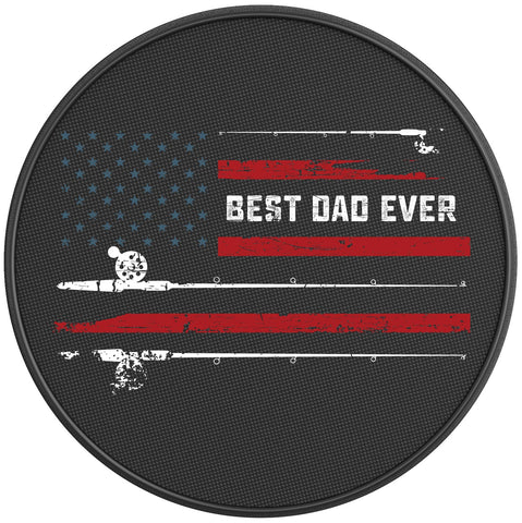 BEST FISHING DAD EVER PEARL  WHITE CARBON FIBER TIRE COVER