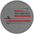 BEST FISHING DAD EVER SILVER CARBON FIBER TIRE COVER