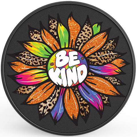 BE KIND SUNFLOWER BLACK CARBON FIBER TIRE COVER