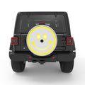 BIG SMILEY FACE SILVER CARBON FIBER TIRE COVER