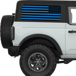 BLACK AND BLUE AMERICAN FLAG QUARTER WINDOW DECAL FITS 2021+ FORD BRONCO 2 DOOR HARD TOP
