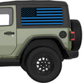 BLACK AND BLUE AMERICAN FLAG QUARTER WINDOW DECAL FITS 2018+ JEEP WRANGLER 2 DOOR HARD TOP JL