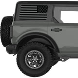 BLACK AND GRAY AMERICAN FLAG QUARTER WINDOW DECAL FITS 2021+ FORD BRONCO 4 DOOR HARD TOP
