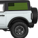 BLACK AND GREEN AMERICAN FLAG QUARTER WINDOW DECAL FITS 2021+ FORD BRONCO 2 DOOR HARD TOP