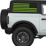 BLACK AND GREEN AMERICAN FLAG QUARTER WINDOW DECAL FITS 2021+ FORD BRONCO 2 DOOR HARD TOP