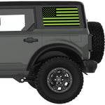 BLACK AND GREEN AMERICAN FLAG QUARTER WINDOW DECAL FITS 2021+ FORD BRONCO 4 DOOR HARD TOP