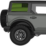 BLACK AND GREEN AMERICAN FLAG QUARTER WINDOW DECAL FITS 2021+ FORD BRONCO 4 DOOR HARD TOP