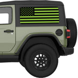 BLACK AND GREEN AMERICAN FLAG QUARTER WINDOW DECAL FITS 2018+ JEEP WRANGLER 2 DOOR HARD TOP JL