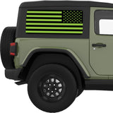 BLACK AND GREEN AMERICAN FLAG QUARTER WINDOW DECAL FITS 2011-2018 JEEP WRANGLER 2 DOOR HARD TOP JK