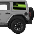 BLACK AND GREEN AMERICAN FLAG QUARTER WINDOW DECAL FITS 2018+ JEEP WRANGLER 4 DOOR HARD TOP JLU