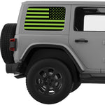 BLACK AND GREEN AMERICAN FLAG QUARTER WINDOW DECAL FITS 2011-2018 JEEP WRANGLER 4 DOOR HARD TOP JKU