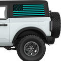 BLACK AND LIGHT BLUE AMERICAN FLAG QUARTER WINDOW DECAL FITS 2021+ FORD BRONCO 2 DOOR HARD TOP