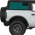BLACK AND LIGHT BLUE AMERICAN FLAG QUARTER WINDOW DECAL FITS 2021+ FORD BRONCO 2 DOOR HARD TOP