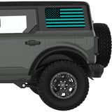 BLACK AND LIGHT BLUE AMERICAN FLAG QUARTER WINDOW DECAL FITS 2021+ FORD BRONCO 4 DOOR HARD TOP