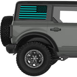 BLACK AND LIGHT BLUE AMERICAN FLAG QUARTER WINDOW DECAL FITS 2021+ FORD BRONCO 4 DOOR HARD TOP