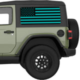 BLACK AND LIGHT BLUE AMERICAN FLAG QUARTER WINDOW DECAL FITS 2018+ JEEP WRANGLER 2 DOOR HARD TOP JL