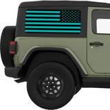 BLACK AND LIGHT BLUE AMERICAN FLAG QUARTER WINDOW DECAL FITS 2011-2018 JEEP WRANGLER 2 DOOR HARD TOP JK