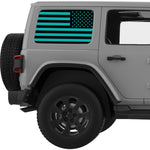 BLACK AND LIGHT BLUE AMERICAN FLAG QUARTER WINDOW DECAL FITS 2011-2018 JEEP WRANGLER 4 DOOR HARD TOP JKU