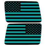 BLACK AND LIGHT BLUE AMERICAN FLAG QUARTER WINDOW DRIVER & PASSENGER DECALS