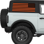 BLACK AND ORANGE AMERICAN FLAG QUARTER WINDOW DECAL FITS 2021+ FORD BRONCO 2 DOOR HARD TOP