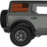 BLACK AND ORANGE AMERICAN FLAG QUARTER WINDOW DECAL FITS 2021+ FORD BRONCO 4 DOOR HARD TOP