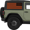 BLACK AND ORANGE AMERICAN FLAG QUARTER WINDOW DECAL FITS 2011-2018 JEEP WRANGLER 2 DOOR HARD TOP JK