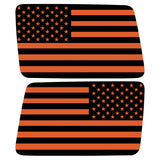 BLACK AND ORANGE AMERICAN FLAG QUARTER WINDOW DRIVER & PASSENGER DECALS