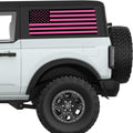 BLACK AND PINK AMERICAN FLAG QUARTER WINDOW DECAL FITS 2021+ FORD BRONCO 2 DOOR HARD TOP