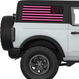 BLACK AND PINK AMERICAN FLAG QUARTER WINDOW DECAL FITS 2021+ FORD BRONCO 2 DOOR HARD TOP