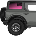 BLACK AND PINK AMERICAN FLAG QUARTER WINDOW DECAL FITS 2021+ FORD BRONCO 4 DOOR HARD TOP