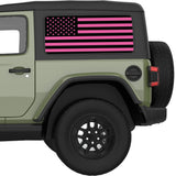 BLACK AND PINK AMERICAN FLAG QUARTER WINDOW DECAL FITS 2018+ JEEP WRANGLER 2 DOOR HARD TOP JL