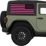 BLACK AND PINK AMERICAN FLAG QUARTER WINDOW DECAL FITS 2011-2018 JEEP WRANGLER 2 DOOR HARD TOP JK