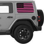 BLACK AND PINK AMERICAN FLAG QUARTER WINDOW DECAL FITS 2018+ JEEP WRANGLER 4 DOOR HARD TOP JLU