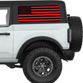 BLACK AND RED AMERICAN FLAG QUARTER WINDOW DECAL FITS 2021+ FORD BRONCO 2 DOOR HARD TOP