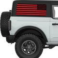 BLACK AND RED AMERICAN FLAG QUARTER WINDOW DECAL FITS 2021+ FORD BRONCO 2 DOOR HARD TOP