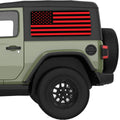 BLACK AND RED AMERICAN FLAG QUARTER WINDOW DECAL FITS 2018+ JEEP WRANGLER 2 DOOR HARD TOP JL