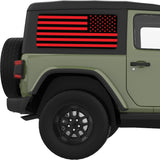 BLACK AND RED AMERICAN FLAG QUARTER WINDOW DECAL FITS 2011-2018 JEEP WRANGLER 2 DOOR HARD TOP JK