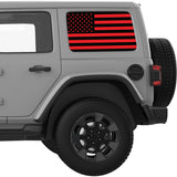 BLACK AND RED AMERICAN FLAG QUARTER WINDOW DECAL FITS 2018+ JEEP WRANGLER 4 DOOR HARD TOP JLU