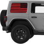 BLACK AND RED AMERICAN FLAG QUARTER WINDOW DECAL FITS 2011-2018 JEEP WRANGLER 4 DOOR HARD TOP JKU