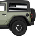 BLACK AND WHITE AMERICAN FLAG QUARTER WINDOW DECAL FITS 2018+ JEEP WRANGLER 2 DOOR HARD TOP JL