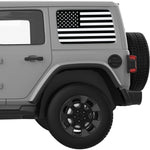 BLACK AND WHITE AMERICAN FLAG QUARTER WINDOW DECAL FITS 2018+ JEEP WRANGLER 4 DOOR HARD TOP JLU