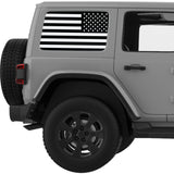 BLACK AND WHITE AMERICAN FLAG QUARTER WINDOW DECAL FITS 2011-2018 JEEP WRANGLER 4 DOOR HARD TOP JKU