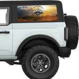 BLACK AND WHITE COMPASS MOUNTAINS LANDSCAPE QUARTER WINDOW DECAL FITS 2021+ FORD BRONCO 2 DOOR HARD TOP