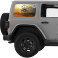BLACK AND WHITE COMPASS MOUNTAINS LANDSCAPE QUARTER WINDOW DECAL FITS 2011-2018 JEEP WRANGLER 4 DOOR HARD TOP JKU