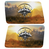 BLACK AND WHITE COMPASS MOUNTAINS LANDSCAPE QUARTER WINDOW DRIVER & PASSENGER DECALS