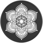 BLACK AND WHITE MANDALA BLACK CARBON FIBER TIRE COVER