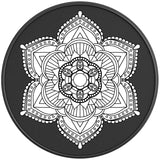 BLACK AND WHITE MANDALA BLACK CARBON FIBER TIRE COVER