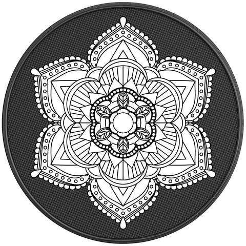 BLACK AND WHITE MANDALA PEARL  WHITE CARBON FIBER TIRE COVER