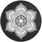 BLACK AND WHITE MANDALA BLACK TIRE COVER