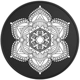 BLACK AND WHITE MANDALA BLACK TIRE COVER